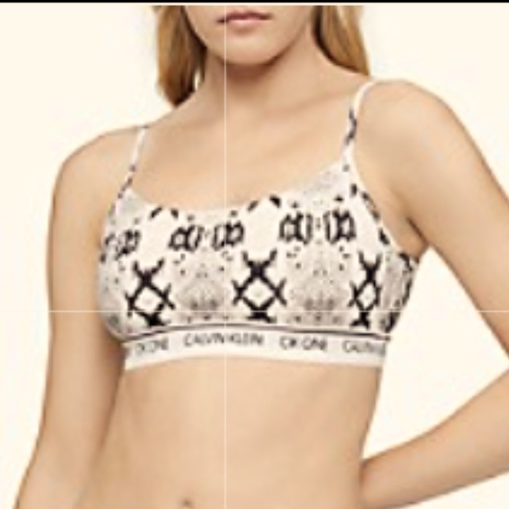 Calvin Klein Oatmeal Snake CK logo Bralette - Picture 2 of 6